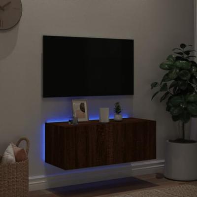 Tv-wandmeubel met LED-verlichting 80x35x31 cm bruineikenkleurig Tv-wandmeubel met LED-verlichting 80x35x31 cm bruineikenkleurig