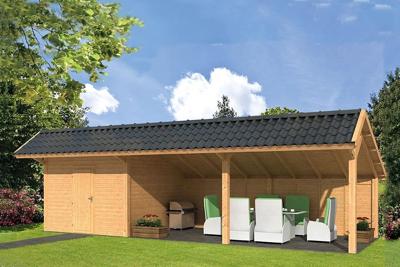 Tuindeco Bergen XL Kapschuur type 8 989x452 cm Lariks/Douglashout blank- Kapschuurdak- Onbehandeld lariks Douglas hout- Tuindeco Tuindeco Bergen XL Kapschuur type 8 989x452 cm Lariks/Douglashout blank- Kapschuurdak- Onbehandeld lariks Douglas hout- Tuindeco