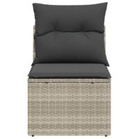 Tuinstoel zonder armleuning met kussens poly rattan lichtgrijs - thumbnail