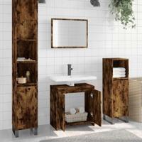 2-delige Badkamermeubelset bewerkt hout gerookt eikenkleurig - thumbnail