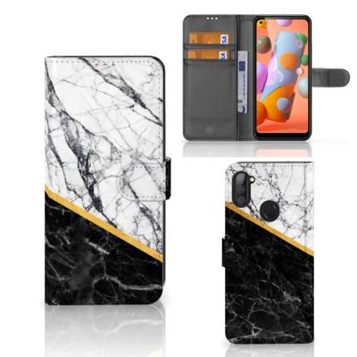 Samsung Galaxy M11 | A11 | Bookcase | Marmer Wit Zwart - Origineel Cadeau Man Samsung Galaxy M11 | A11 | Bookcase | Marmer Wit Zwart - Origineel Cadeau Man