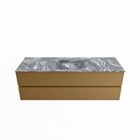 MONDIAZ VICA-DLUX 150cm badmeubel onderkast Oro 2 lades. Inbouw wastafel CLOUD midden zonder kraangat, kleur Lava. - thumbnail