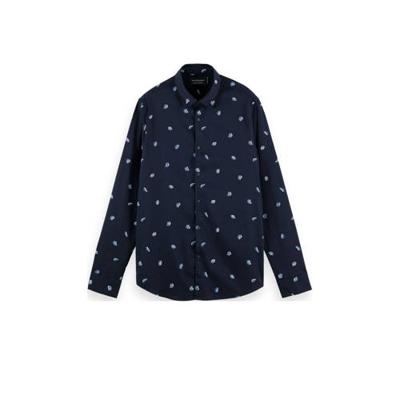 Scotch & Soda regular fit overhemd van biologisch katoen donkerblauw