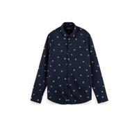 Scotch & Soda regular fit overhemd van biologisch katoen donkerblauw - thumbnail