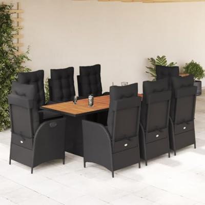 9-delige Tuinset poly rattan zwart