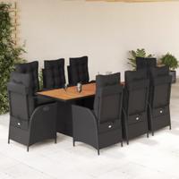 9-delige Tuinset poly rattan zwart - thumbnail