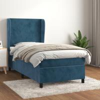 Boxspring met matras fluweel donkerblauw 80x200 cm - thumbnail
