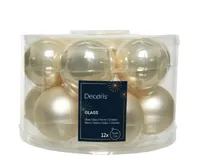 Decoris kerstballen Glas 12st parel 5cm - thumbnail