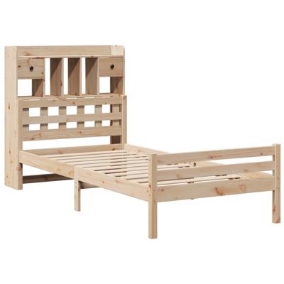 Bed met boekenkast zonder matras massief grenenhout 100x200 cm