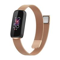 By Qubix - Compatible met Fitbit Luxe - Milanese bandje - Champagne goud - Compatible fitbit bandje - thumbnail