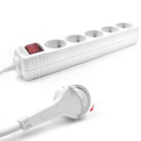 ACT AC2455 Stekkerdoos 5 Sockets - Kinderbeveiliging - Aan/uit Schakelaar - Wit - 1,5 meter - thumbnail