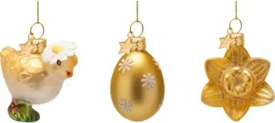 Vondels paashanger kuiken, ei en narcis 6cm multi 3 stuks