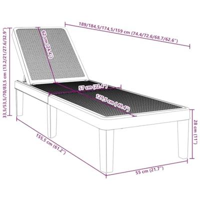 Ligbed 159x57x83,5 cm polypropeen zwart Ligbed 159x57x83,5 cm polypropeen zwart