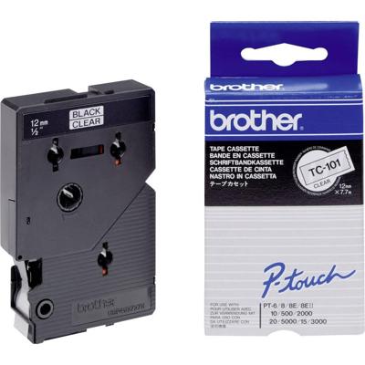 Brother TC-101 Labeltape Kunststof Tapekleur: Transparant Tekstkleur: Zwart 12 mm 7.7 m