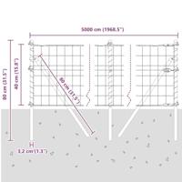 VidaXL Hek met paal grijs 0,4 x 50 m staal en pvc - thumbnail
