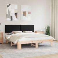 Bedframe met Gevoerd Hoofdgedeelte Zwart 200 x 200 cm - thumbnail