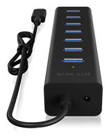 ICY BOX IB-Hub1700-C3 7x USB Type-C Hub met 7x USB 3.0 (Type-A) poorten en voeding, geïntegreerde kabel, aluminium, zwart - thumbnail