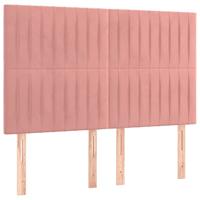 Bedframe met hoofdeinde fluweel roze 140x190 cm - thumbnail