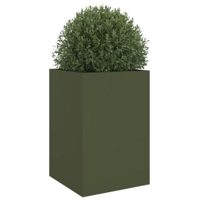 VidaXL Plantenbak 52x48x75 cm staal olijfgroen
