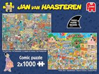Jumbo Jan van haasteren legpuzzel - muziekwinkel en vakantiekriebels, 2x1000st. - thumbnail
