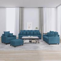4-delige Loungeset met kussens fluweel blauw - thumbnail