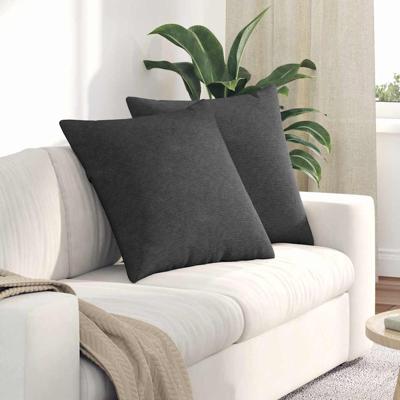 Sofa Kussens 2 pcs Donkergrijs 80 x 80 cm Katoen Stof