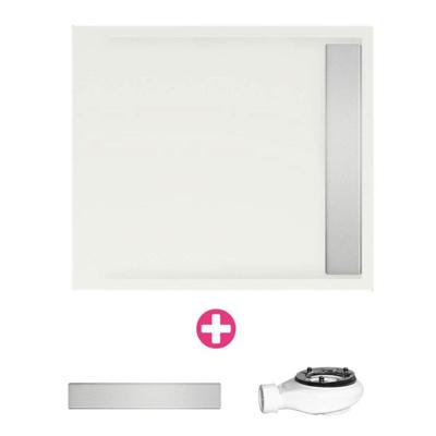 MegaBath Douchebak Easy Tray 80X80X5 cm Wit Mat Of Glans - Douchebak Mat Wit