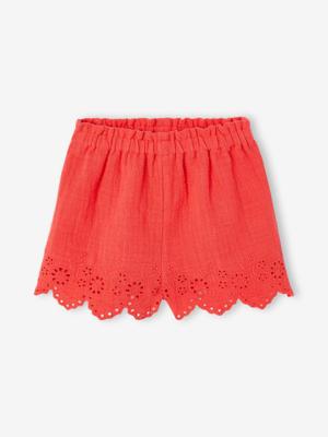 Short voor babymeisjes van katoengaas rood