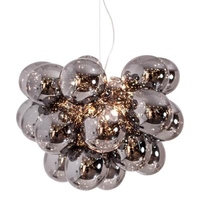 Hanglamp zilver 'Gross Grande' By Rydens glazen hanglamp 8x G9 fitting 63 cm