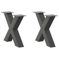 Salontafelpoten 2 st X-vormig 50x(42-43) cm staal antraciet - thumbnail
