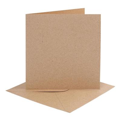 Kaarten en enveloppen, afmeting kaart 15,2x15,2 cm, afmeting envelop 16x16 cm, 230 gr, naturel, 4 set/ 1 doos