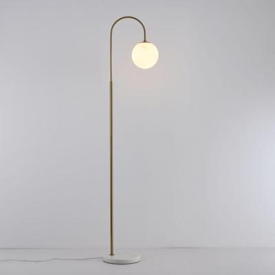 Staande lamp Sereno alabastro l - E27-fitting - IP20 voor binnen - Witte glazen bol met albastlook - Voet van marmer