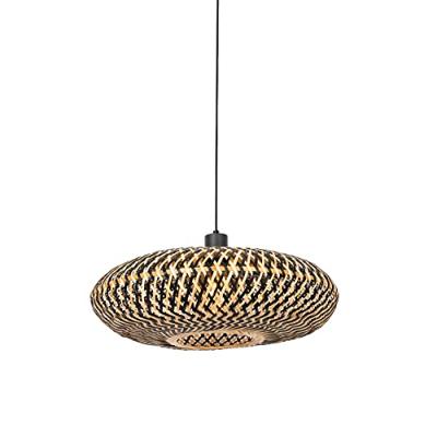 QAZQA Oosterse hanglamp zwart bamboe 50 cm - Ostrava