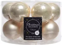 Decoris kerstballen Glas 12st parel 5cm - thumbnail