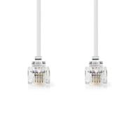 Nedis Telecomkabel | RJ11 Male | RJ11 Male | 10.0 m | Kabel design: Plat | Connectorplating: Goud Verguld | Kabeltype: RJ11 | Wit - TCGB90200WT100 - thumbnail