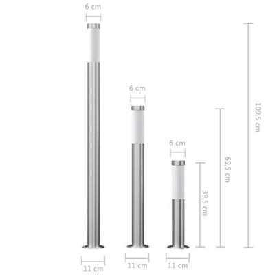 VidaXL 3-delige tuinlampenset waterdicht roestvrij staal