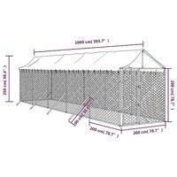 Hondenkennel met dak 2x10x2,5 m gegalvaniseerd staal zilver - thumbnail