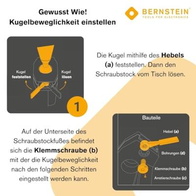 BERNSTEIN Tools for Electronics SPANNFIX Bankschroef 9-205 Bekbreedte: 50 mm Spanbreedte (max.): 70 mm