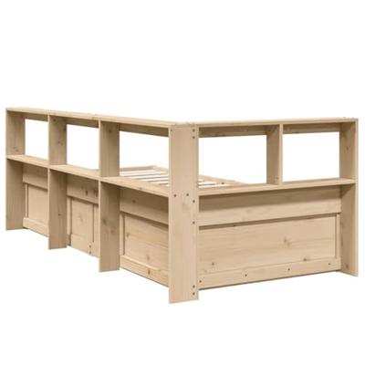 Bed met boekenkast zonder matras massief grenenhout 100x200 cm