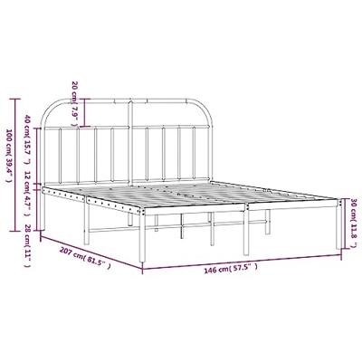 Bedframe met hoofdbord metaal wit 140x200 cm