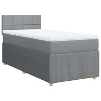 Boxspring met matras stof lichtgrijs 90x190 cm - thumbnail
