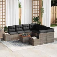 Tuinbankenset met kussen 9 pcs Grijs poly rattan - thumbnail