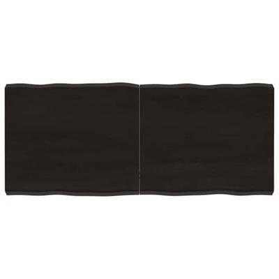 Tafelblad natuurlijke rand 140x60x(2-6)cm eikenhout donkerbruin