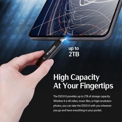 Transcend ts1tesd310c esd310c external ssd, 1tb, usb type-c/ type-a, 10gbps