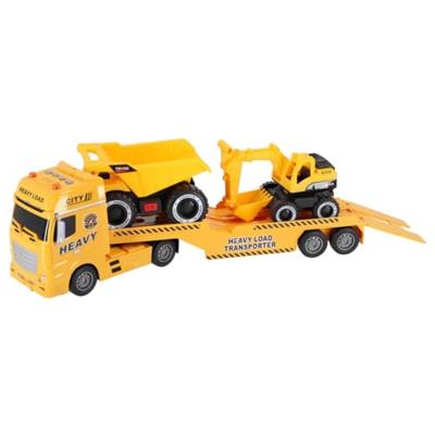 Rapid Wheels Autotransporter + 2 Bouwvoertuigen + Licht en Geluid