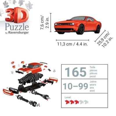 Ravensburger 3d puzzel dodge chall.r/t scat pack, 108st. Ravensburger 3d puzzel dodge chall.r/t scat pack, 108st.