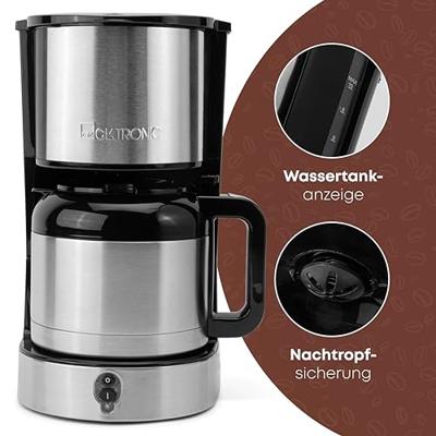 Clatronic KA 3805 Edelstahl-schwarz Koffiezetapparaat RVS Capaciteit koppen: 10 Met thermoskan