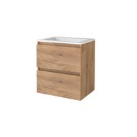 Badmeubelset BWS Salt 60x46cm Greeploos 2 Lades Met Wastafel Acryl Whisky Oak - thumbnail