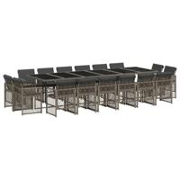 17-delige Tuinset met kussens poly rattan grijs - thumbnail