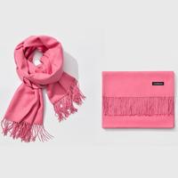 Herfst- en winterseizoen klassieke effen kleur imitatie kasjmier sjaal grootte: 60 * 200cm (licht rood) - thumbnail